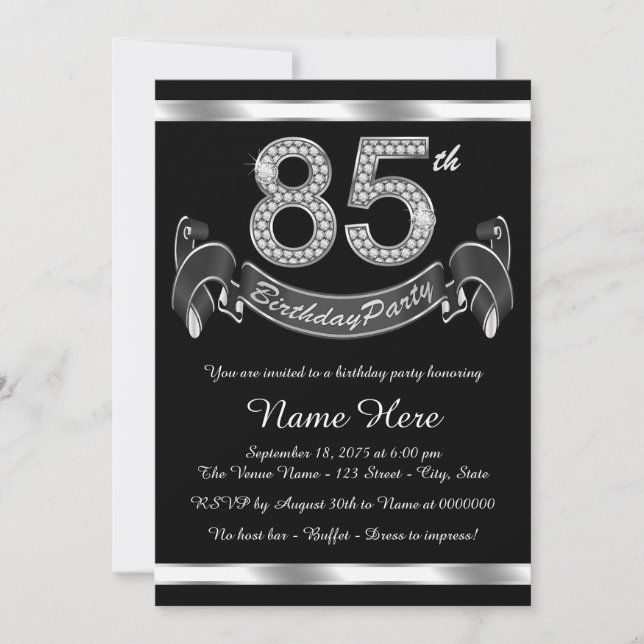 Invitación Fiesta de cumpleaños número 85 de plata (Anverso)