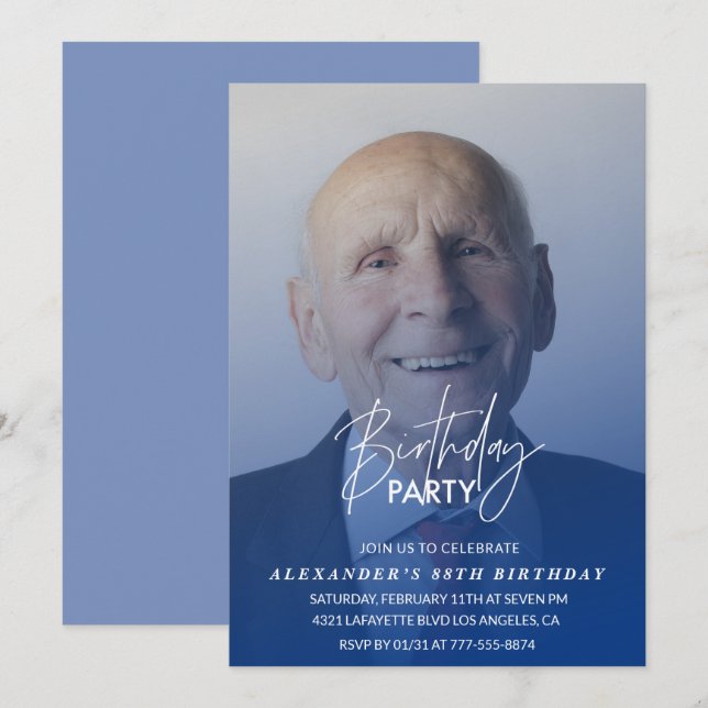 Invitación Fiesta de cumpleaños número 88 de hombres de azul  (Anverso / Reverso)