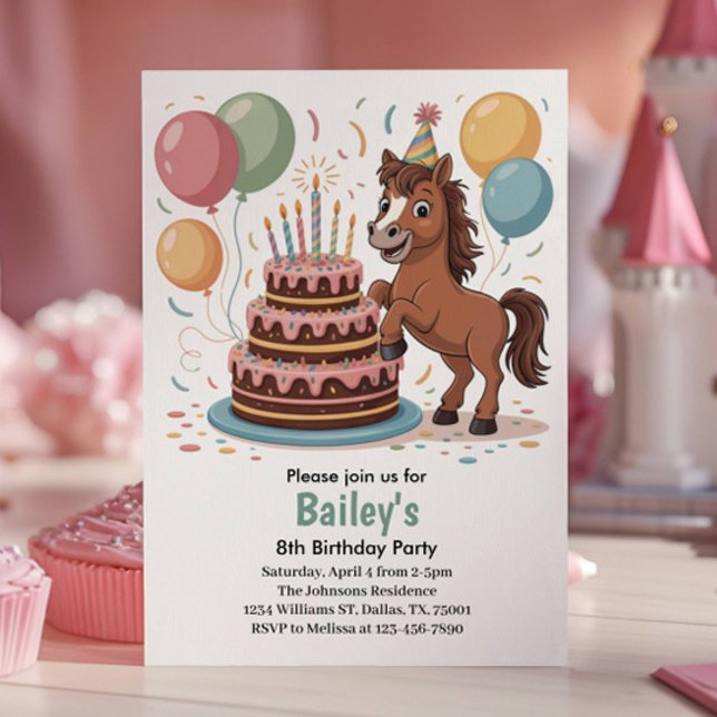 Invitación Fiesta de Cumpleaños número 8 de Chicas Caballo (Subido por el creador)
