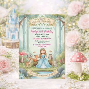 Invitación Fiesta de cumpleaños número 8 de Princesa con Anim