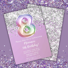 Invitación Fiesta de cumpleaños número 8 de Rainbow Sparkle G