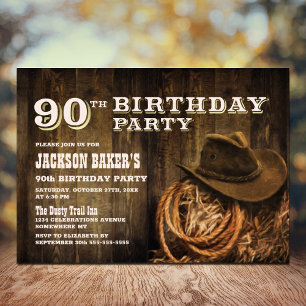 Invitación Fiesta de cumpleaños número 90 al estilo western d