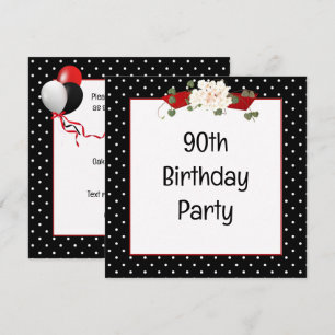 Invitación Fiesta de cumpleaños número 90 con lunares
