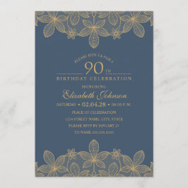 Invitación Fiesta de cumpleaños número 90 de Navy Blue Lugar