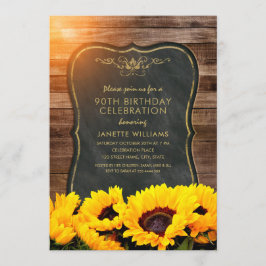 Invitación Fiesta de cumpleaños número 90 del girasol Caída R