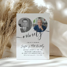 Invitación Fiesta de cumpleaños número 90 Elegante 2 Fotos Cu