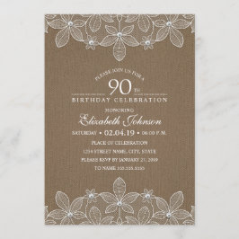 Invitación Fiesta de cumpleaños número 90: Perlas y encaje ru