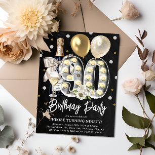 Invitación Fiesta de cumpleaños número 90 rústica para adulto
