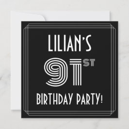 Invitación Fiesta de cumpleaños número 91: Estilo Art Deco co