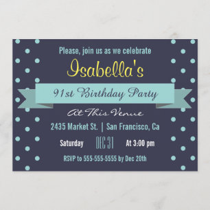 Invitación Fiesta de cumpleaños número 91: Punto y cartel del