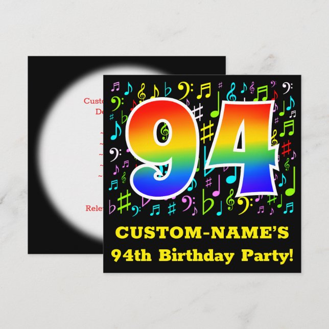 Invitación Fiesta de cumpleaños número 94: Símbolos divertido (Anverso / Reverso)