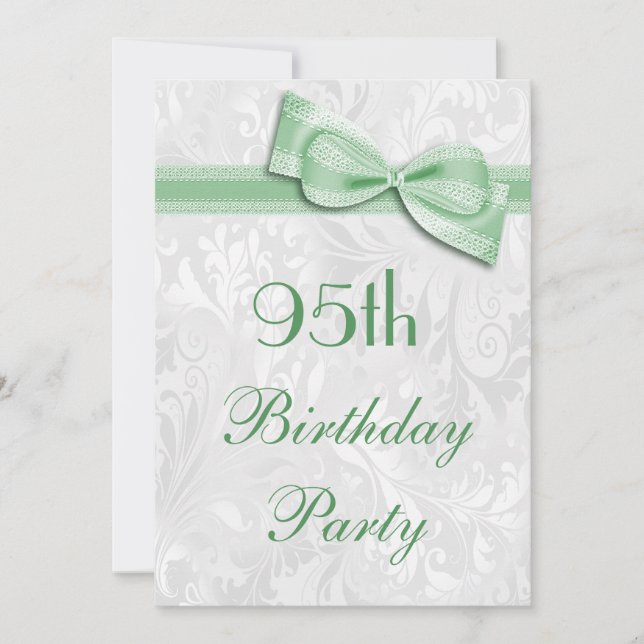 Invitación Fiesta de cumpleaños número 95 con damasco y lazo  (Anverso)