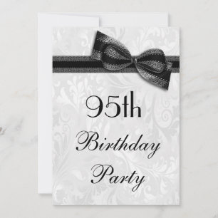 Invitación Fiesta de cumpleaños número 95 con damasco y lazo
