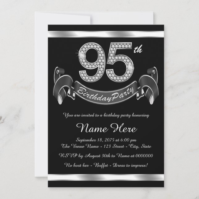 Invitación Fiesta de cumpleaños número 95 de plata (Anverso)