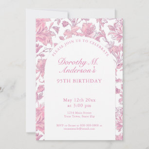 Invitación Fiesta de cumpleaños número 95 elegante en rosa y 