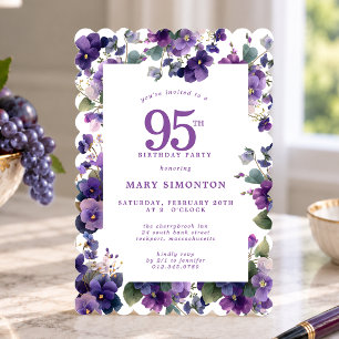 Invitación Fiesta de cumpleaños número 95 Flor de Violeta Mor