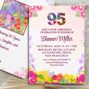 Invitación Fiesta de cumpleaños número 95 - Floral Blush Bloo