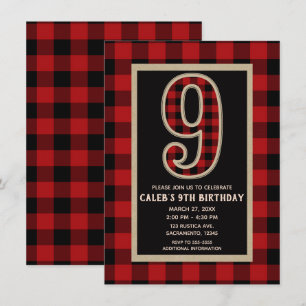 Invitación Fiesta de Cumpleaños número 9 con Cuadro de Búfalo