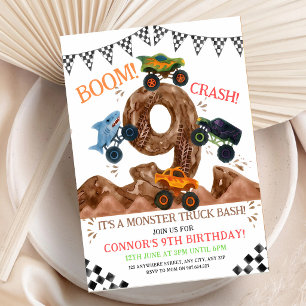 Invitación Fiesta de cumpleaños número 9 de camión monstruo