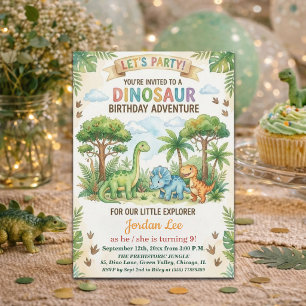 Invitación Fiesta de cumpleaños número 9 de dinosaurios acuar