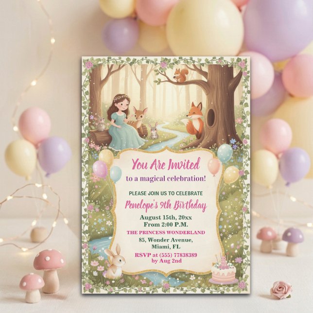 Invitación Fiesta de cumpleaños número 9 de Princesa con Anim (Subido por el creador)