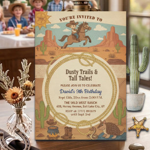 Invitación Fiesta de cumpleaños número 9 del vaquero lindo co