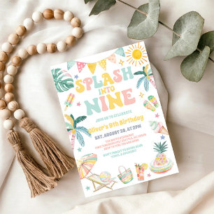 Invitación Fiesta de Cumpleaños Número 9 en la Playa Verano