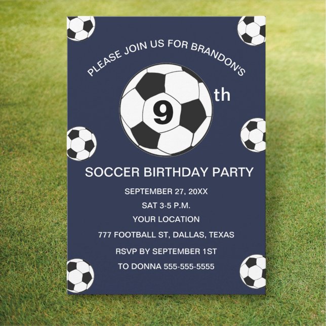 Invitación Fiesta de cumpleaños número 9 Fútbol Azul Niños De (Subido por el creador)