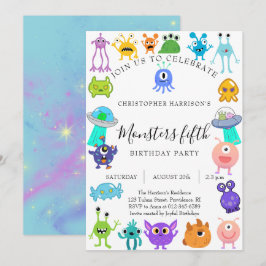 Invitación Fiesta de cumpleaños número cinco de Monstruo