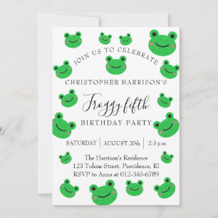 Invitación Fiesta de Cumpleaños Número Cinco de Niño Rana
