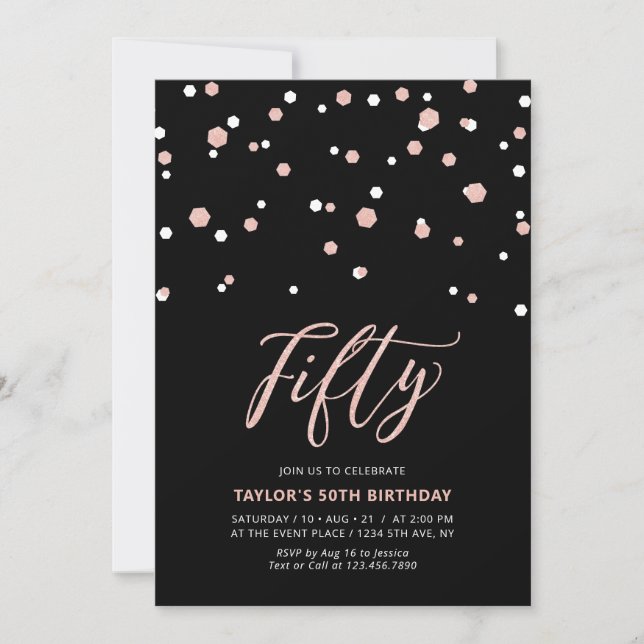 Invitación Fiesta de cumpleaños número cincuenta 50 simple ne (Anverso)