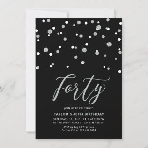 Invitación Fiesta de cumpleaños número cuarenta 40 con confet