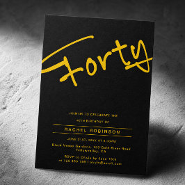 Invitación Fiesta de cumpleaños número cuarenta 40 para adult