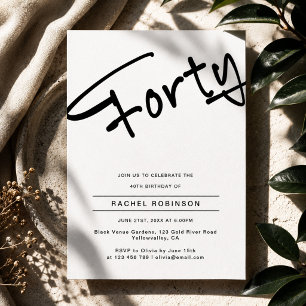 Invitación Fiesta de Cumpleaños Número Cuarenta Moderna Minim