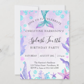 Invitación Fiesta de cumpleaños número cuatro de "Splash" la