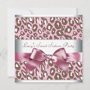 Invitación Fiesta de cumpleaños número dieciséis con leopardo