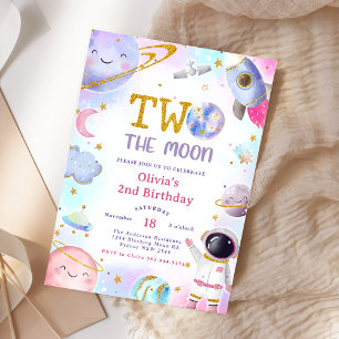 Invitación Fiesta de cumpleaños número dos en la luna segundo