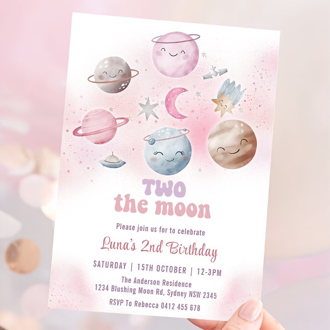 Invitación Fiesta de cumpleaños número dos en la luna segundo (Subido por el creador)