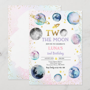 Invitación Fiesta de cumpleaños número dos en la luna segundo