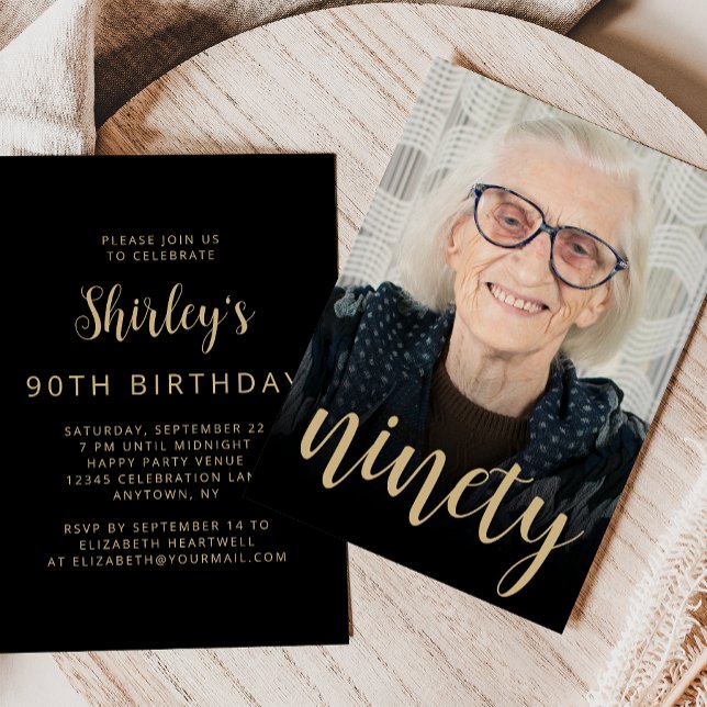 Invitación Fiesta de cumpleaños número noventa 90 personaliza (Subido por el creador)