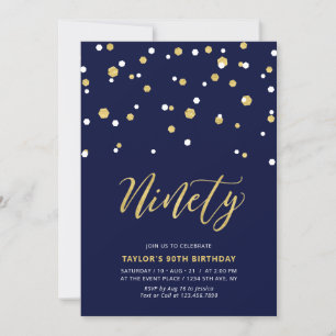 Invitación Fiesta de cumpleaños número noventa 90 simple de a