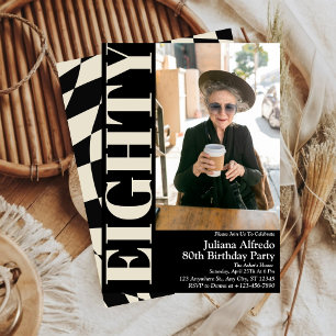 Invitación Fiesta de cumpleaños número ochenta elegante Foto
