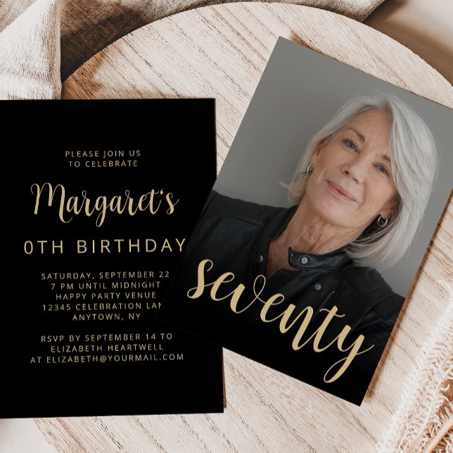 Invitación Fiesta de Cumpleaños Número Setenta 70 Personaliza (Subido por el creador)