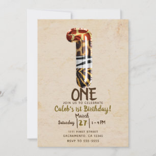 Invitación Fiesta de Cumpleaños número UNO 1 de Safari en la