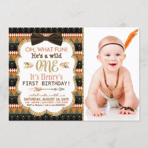 Invitación Fiesta de cumpleaños número uno al estilo boho tri