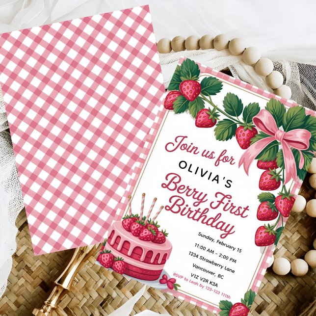 Invitación Fiesta de cumpleaños número uno Berry Sweet (Subido por el creador)