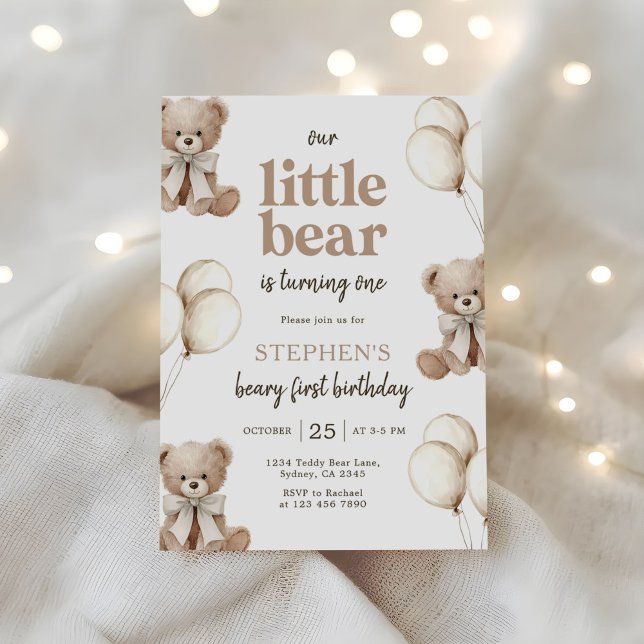 Invitación Fiesta de cumpleaños número uno boho osito de pelu (Subido por el creador)