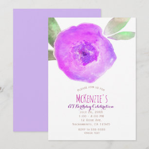 Invitación Fiesta de cumpleaños número uno con flores de acua