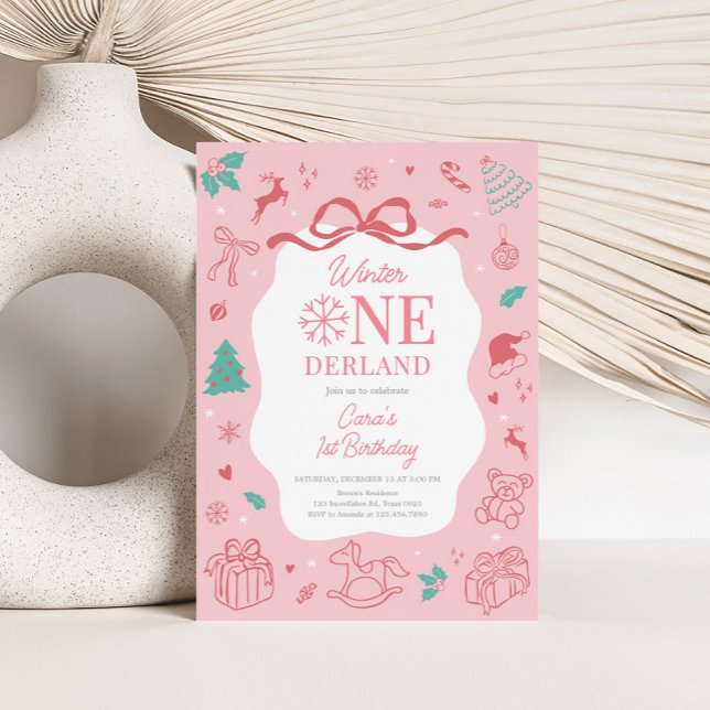 Invitación Fiesta de cumpleaños número uno con tema de invier (Winter Onederland Birthday Party Invitation)