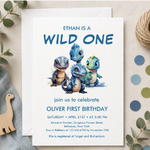Invitación Fiesta de cumpleaños número uno de dinosaurio lind
